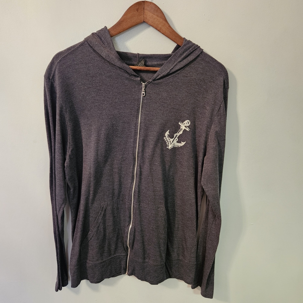 Anvil Men's Charcoal Zip-Up Sweater with Anchor